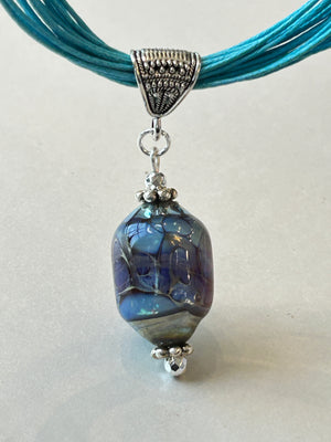 Lampwork Glass + Cotton Cord Drop Necklace (Short)