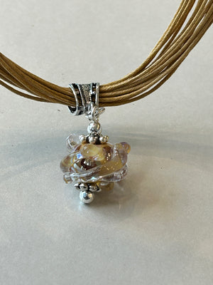 Lampwork Glass + Cotton Cord Drop Necklace (Short)
