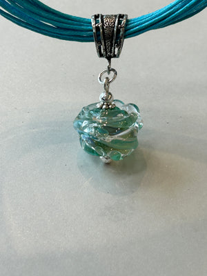 Lampwork Glass + Cotton Cord Drop Necklace (Short)