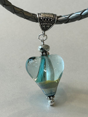 Lampwork Glass Heart + Leather Necklace (Short)