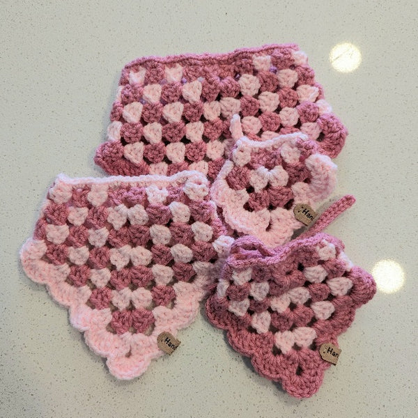121-01 Pink Crocheted Bandanas - Daisybug Crochet