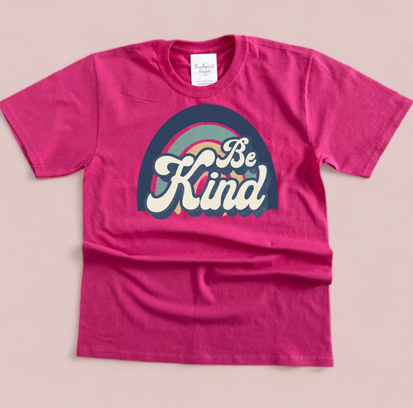 082-33 'Be Kind' Youth Retro Rainbow - Thumbprint Designs