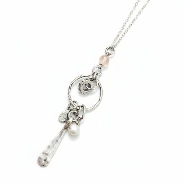 Antique Silver Semi - Precious Cluster Necklace - Gracie Rose Designs - Painted Door on Main