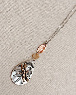 Antiqued Dragonfly Botanical Necklace - Gracie Rose Designs - Painted Door on Main
