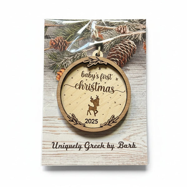 Baby's First Christmas Ornament - Uniquely Greek by Barb - Painted Door on Main