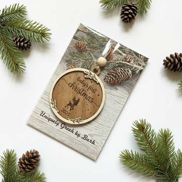 Baby's First Christmas Ornament - Uniquely Greek by Barb - Painted Door on Main