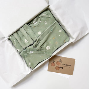 Bamboo Baby Capsule Gift Box - Outer Space & Sage - Painted Door on Main - Little & Lively