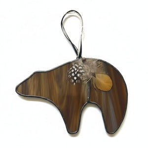 Bear & Feather Suncatcher - Tevlan Glass - Painted Door on Main