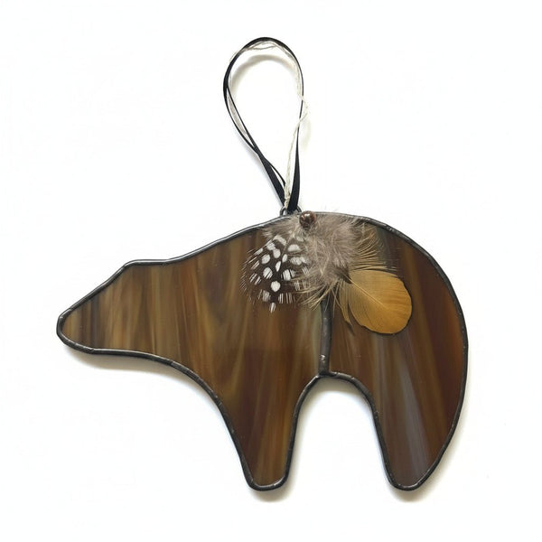 Bear & Feather Suncatcher - Tevlan Glass - Painted Door on Main