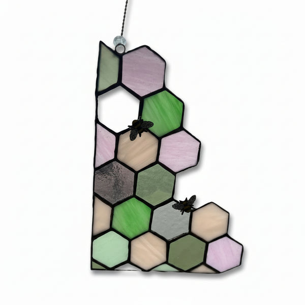 Beehive w/2 Bees - Tevlan Glass - Painted Door on Main