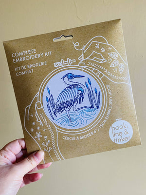 Blue Heron Embroidery Kit - Hook, Line & Tinker - Painted Door on Main
