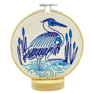 Blue Heron Embroidery Kit - Hook, Line & Tinker - Painted Door on Main