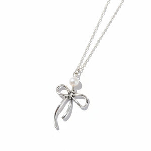 Bow & Pearl Pendant Necklace - Painted Door on Main