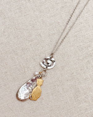 Cat Charm & Freshwater Pearl Necklace - Gracie Rose Designs - Painted Door on Main