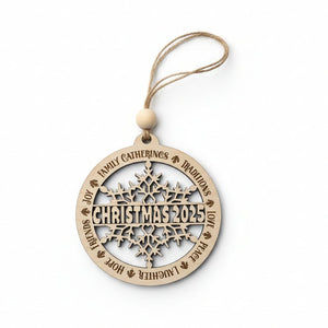 'Christmas 2025' Engraved Wood Ornament - Painted Door on Main