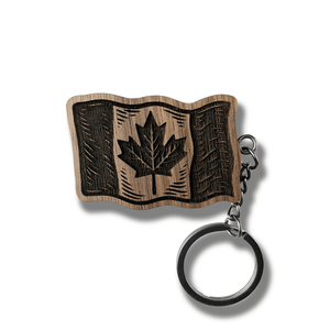COMING SOON Canada Flag Walnut Keychain - Painted Door on Main