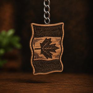 COMING SOON Canada Flag Walnut Keychain - Painted Door on Main