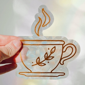COMING SOON Tea Cup Prismatic Window Cling - Painted Door on Main
