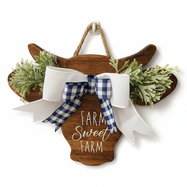 cow Silhouette Sign - Rafter Diamond W - Painted Door on Main