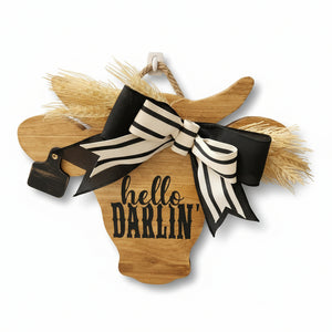 Cow Silhouette Sign - Rafter Diamond W - Painted Door on Main