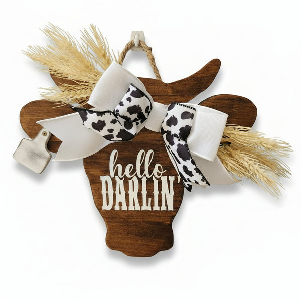 Cow Silhouette Sign - Rafter Diamond W - Painted Door on Main