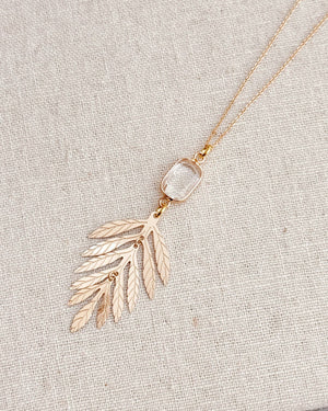 Crystal Quartz Leaf Necklace - Gracie Rose Designs - Painted Door on Main