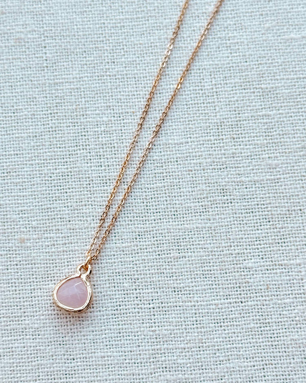 842-09 Gold & Rose Quartz Necklace - Gracie Rose Designs
