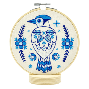 Folk Blue Jay Embroidery Kit - Hook, Line & Tinker - Painted Door on Main
