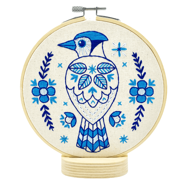 Folk Blue Jay Embroidery Kit - Hook, Line & Tinker - Painted Door on Main