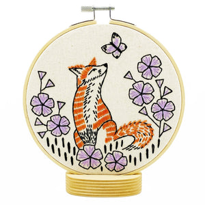 Fox in Phlox Embroidery Kit - Hook, Line & Tinker - Painted Door on Main