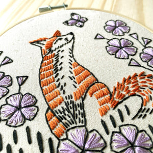 Fox in Phlox Embroidery Kit - Hook, Line & Tinker - Painted Door on Main