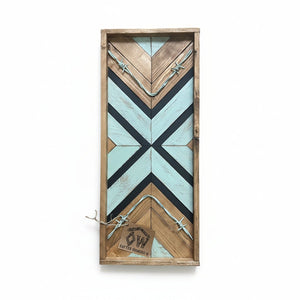 Framed Wood Mosaic With Barbwire Accent - Painted Door on Main
