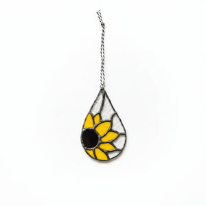 Glass Rain Drop Sunflower - Tevlan Glass - Painted Door on Main