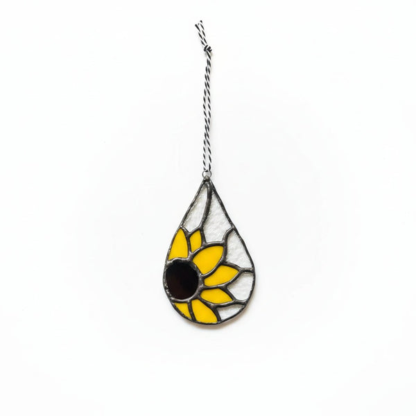 Glass Rain Drop Sunflower - Tevlan Glass - Painted Door on Main