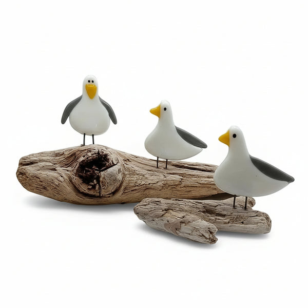 Glass Seagulls on Driftwood - A Touch Of Glass - Painted Door on Main