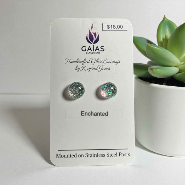 Glass Stud Earrings - Gaia's Glasswear - Painted Door on Main