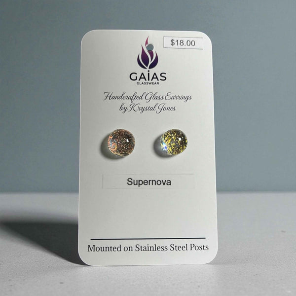 Glass Stud Earrings - Gaia's Glasswear - Painted Door on Main