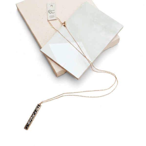 Gold Silver & Black Crystal Bar Necklace - Gracie Rose Designs - Painted Door on Main
