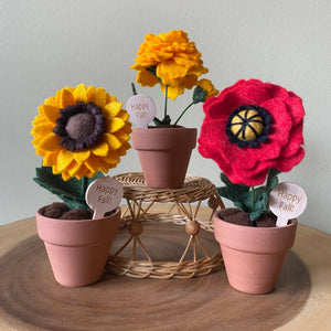 “Happy Fall” Felt Autumn Flowers - ForgetBKnot - Painted Door on Main