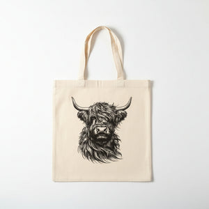 Highland Cow Organic Cotton Tote bag - Painted Door on Main