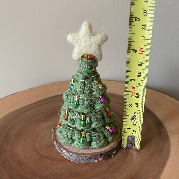 Holiday LIGHTED Mini Macrame Tree - ForgetBKnot - Painted Door on Main