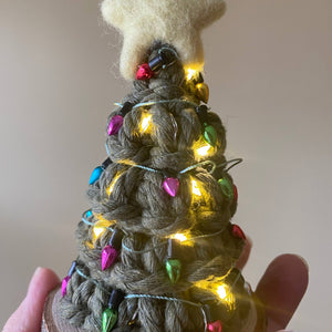 Holiday LIGHTED Mini Macrame Tree - ForgetBKnot - Painted Door on Main