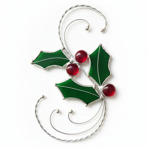 Holly Berries Suncatcher - Tevlan Glass - Painted Door on Main