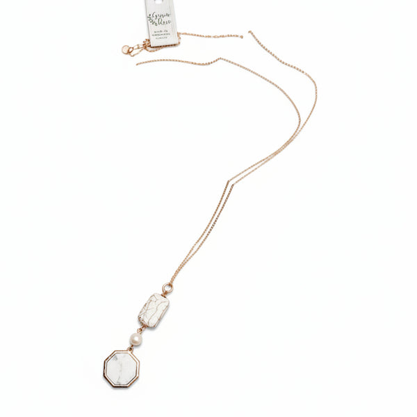 Howlite & Freshwater Pearl Necklace - Gracie Rose Designs - Painted Door on Main