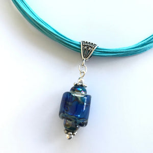Lampwork Glass + Cotton Cord Drop Necklace (Short) - Painted Door on Main