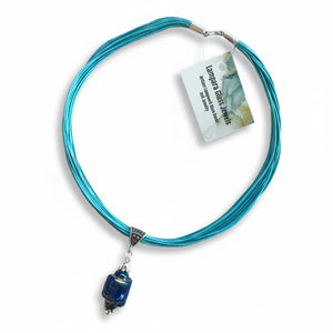 Lampwork Glass + Cotton Cord Drop Necklace (Short) - Painted Door on Main