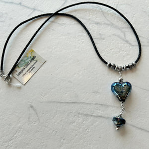 Lampwork Glass Heart + Leather Necklace (LHLL) - Painted Door on Main