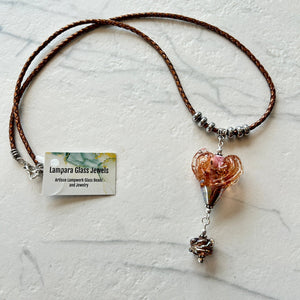 Lampwork Glass Heart + Leather Necklace (LHLL) - Painted Door on Main