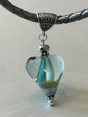 Lampwork Glass Heart + Leather Necklace (Short) - Painted Door on Main