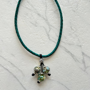 Lampwork Glass + Leather Drop Necklace (LN3B) - Painted Door on Main